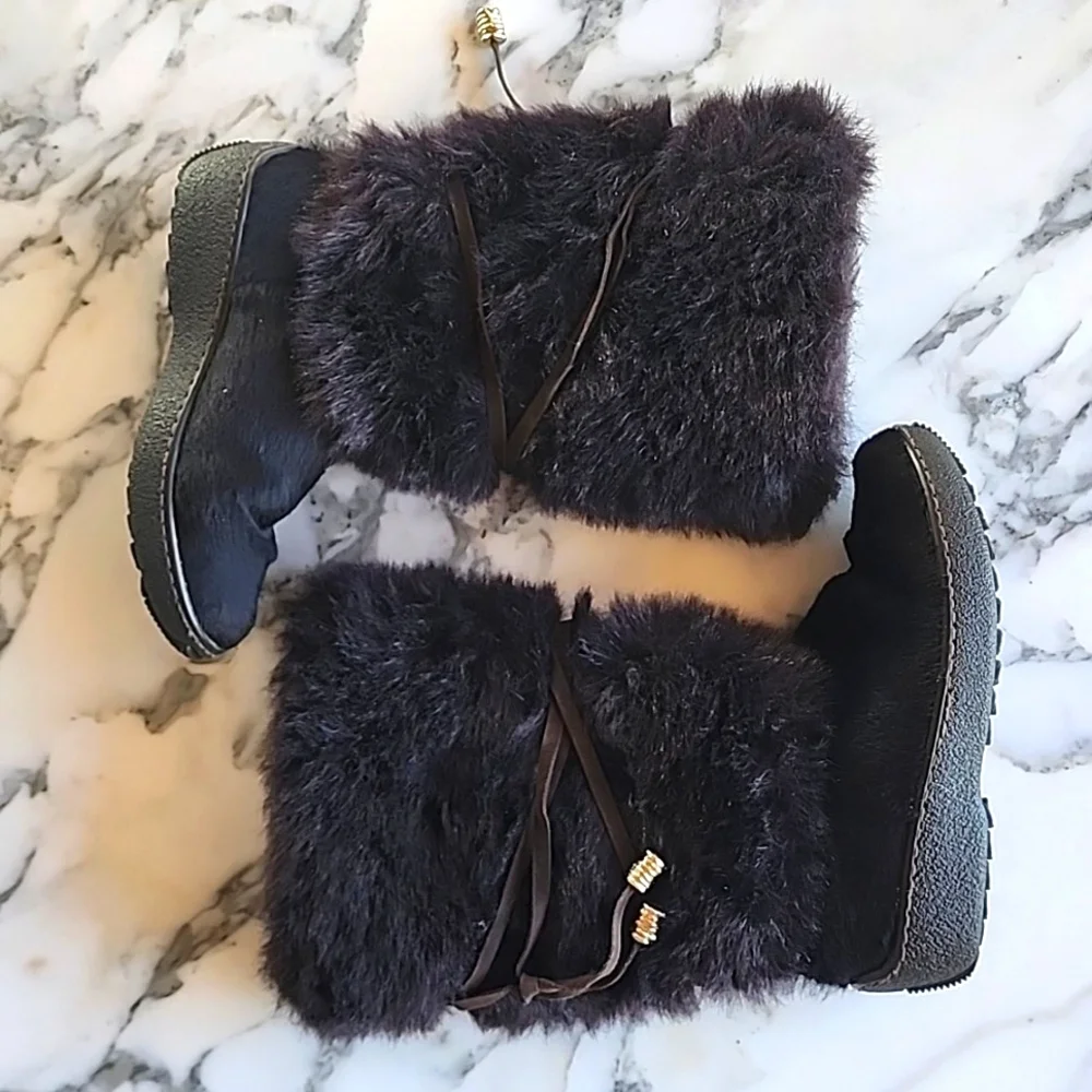 Oscar de la Renta Fur Sport Apres Ski Boots Women's Size 37 - Picture 4 of 12
